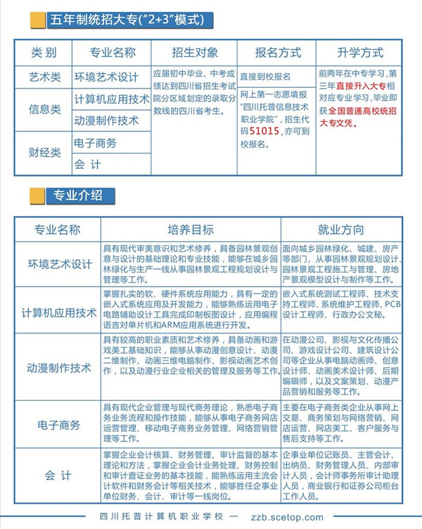 四川托普计算机职业学校招生计划